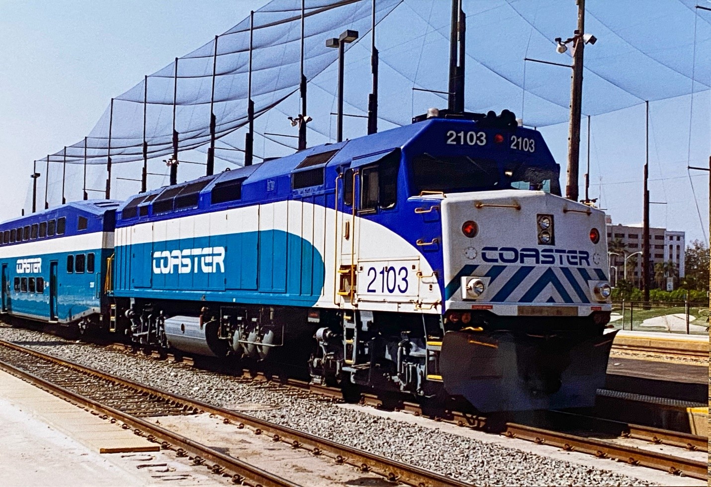 SDNX 2103 at Santa Fe Depot 1995 SDNX 2103 rests at Santa Fe Depot in Downtown San Diego in 1995. Photo from PSRMA – Southwest Railway Library, Larry Keen Collection.